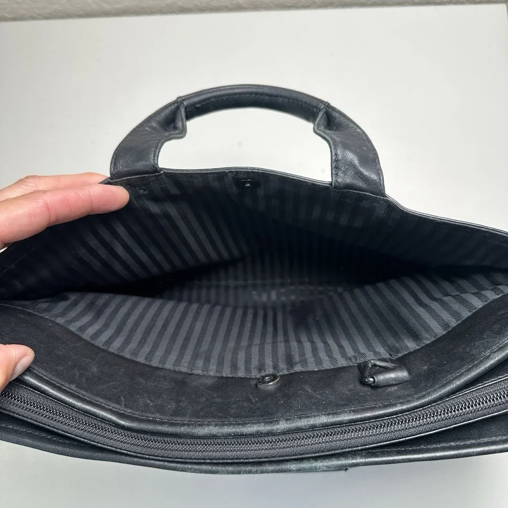 Vintage TUMI 9602D3 Napa Leather Laptop Briefcase Organizer Black Office Work